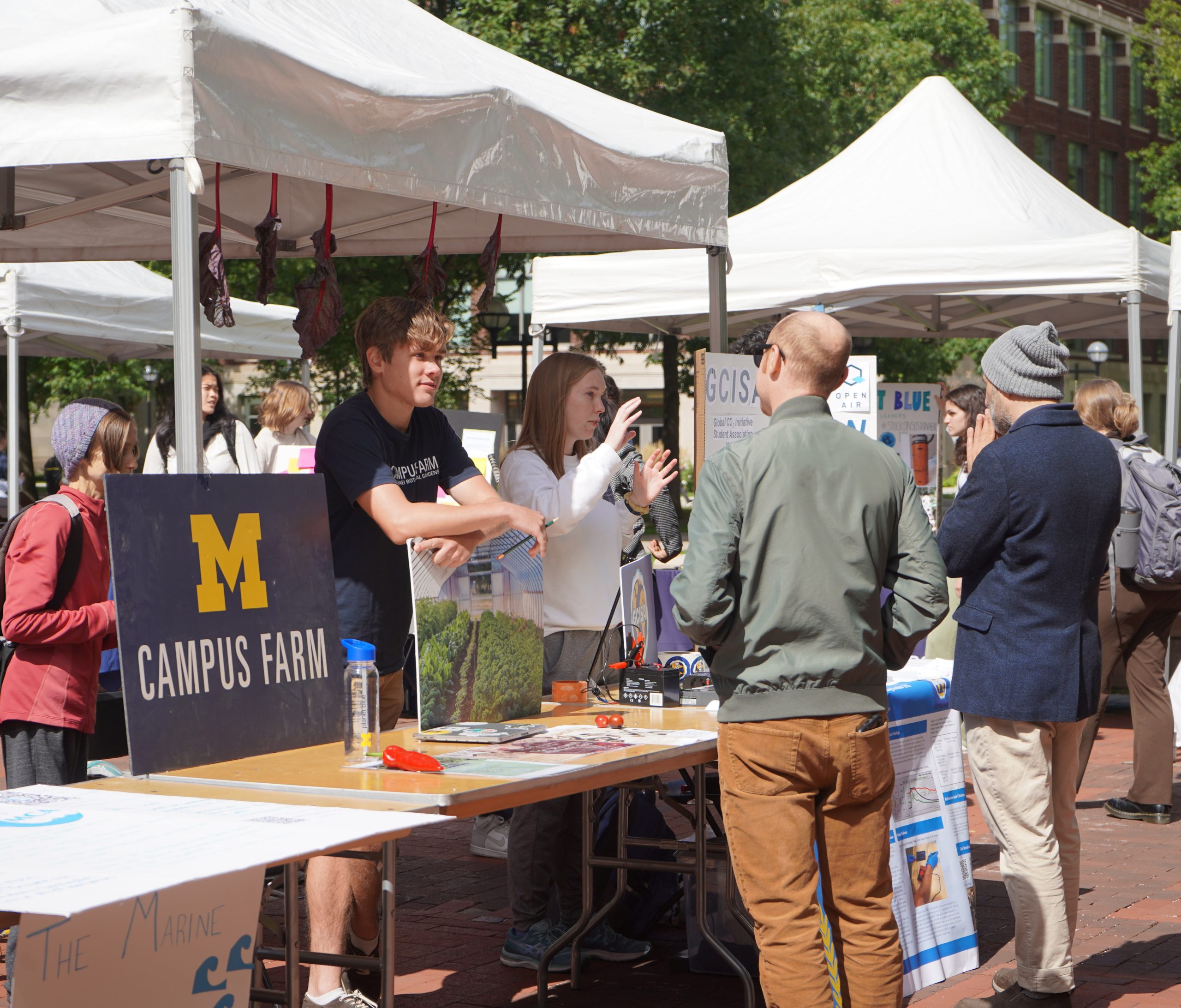 Students presenting the U-M Campus Farm at an event on the diag.