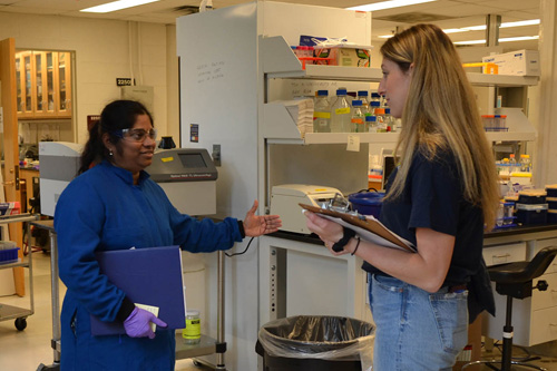 OCS staff member performs a lab walkthrough with a member of the lab staff